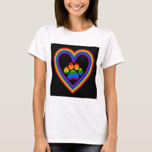 T - Shirt Regenbogenherz mit Pfote