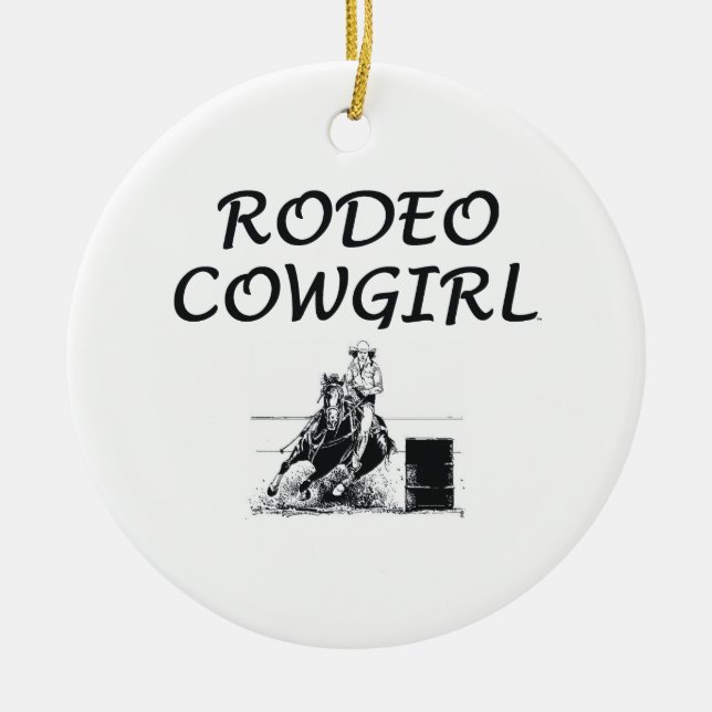 T-SHIRT Rodeo-Cowgirl Keramik Ornament (Vorne)