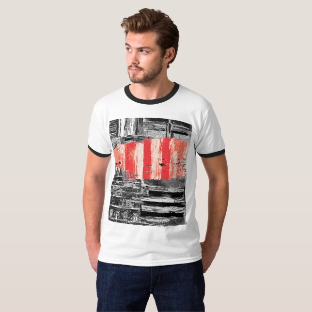 T-Shirt – Rotes Puls Abstraktes Design (Vorne ganz)