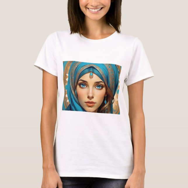 T - Shirt Schöne Frauen mit blauen Augen (Vorderseite)