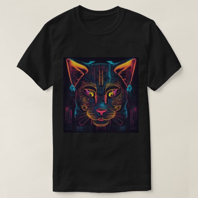 T - Shirt, Schwarz, Katze T-Shirt (Design vorne)