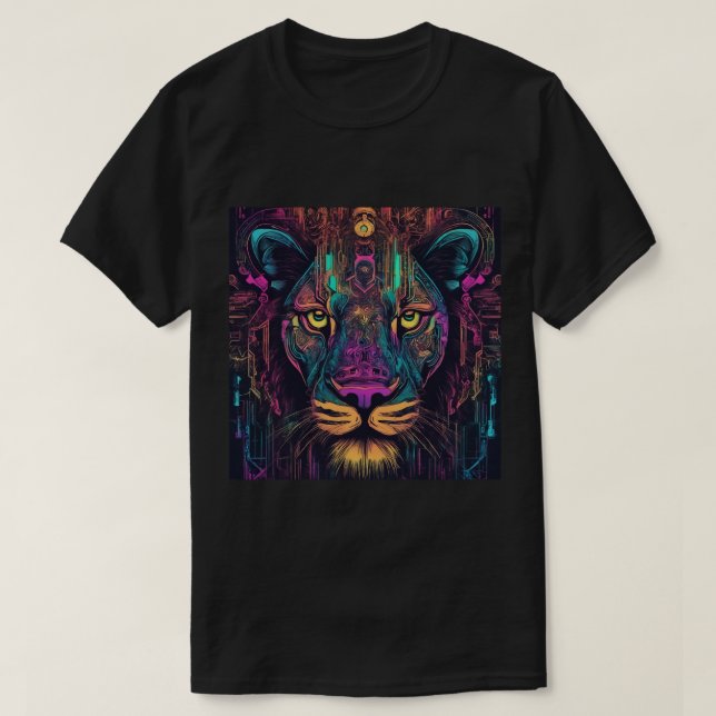 T - Shirt, Schwarz, Löwengesicht T-Shirt (Design vorne)