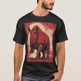 T - Shirt, Schwarz, Roter Rhino T-Shirt