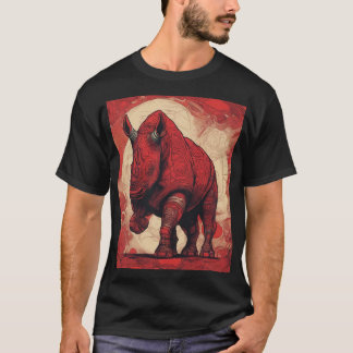 T - Shirt, Schwarz, Roter Rhino T-Shirt