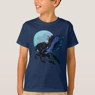 T - Shirt schwarzen Pegasus und des blauen Mondes