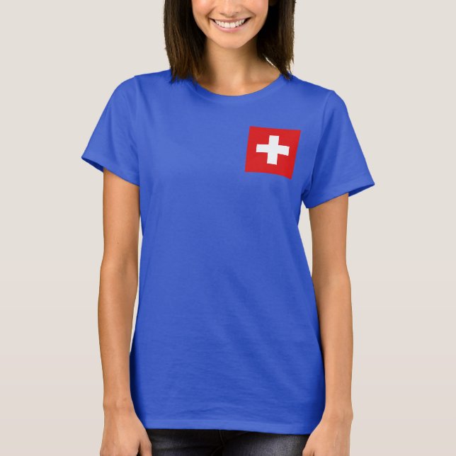 T - Shirt Schweiz Flagge und Karte (Vorderseite)