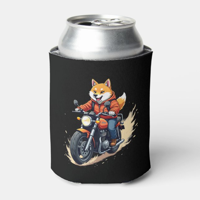 T - Shirt, Shiba Inu, Motorrad, Hund, Puppe, Dosenkühler (Kanne Vorderseite)