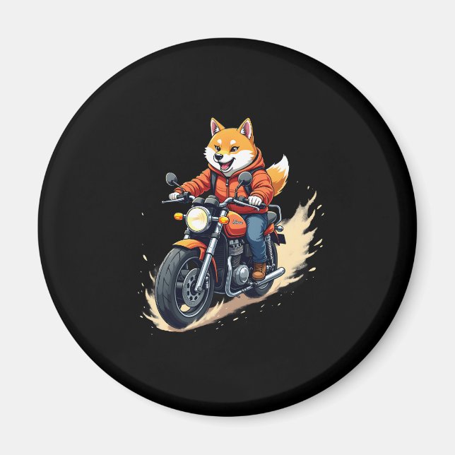 T - Shirt, Shiba Inu, Motorrad, Hund, Puppe, Magnet (Vorne)