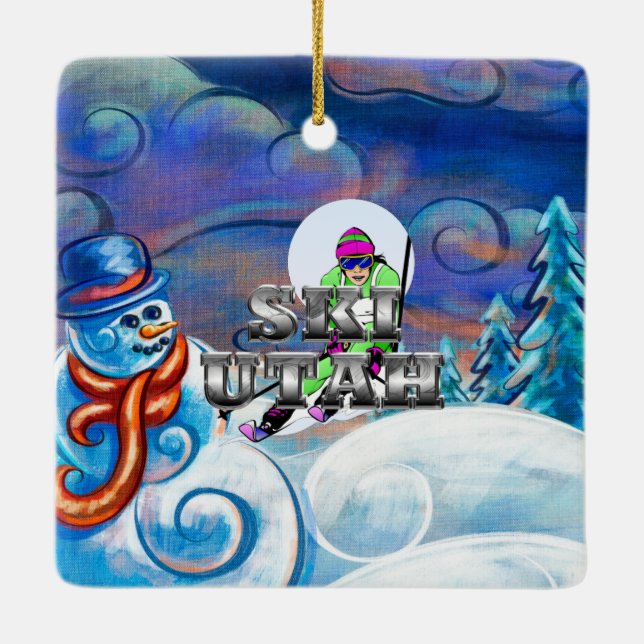 T-SHIRT Ski Utah Keramikornament (Rückseite)