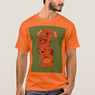 T - Shirt - Spaß Cartoon Cat & Hunde Design