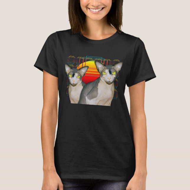 T-Shirt | Sphynx Cat Ninja Twins Crazy Cat Design (Vorderseite)
