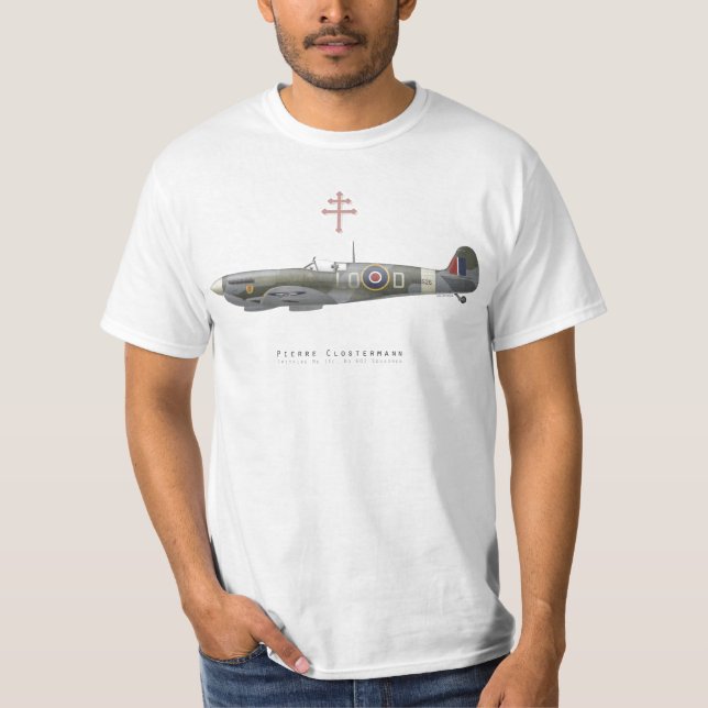 T-Shirt Spitfire Pierre Clostermann (Vorderseite)