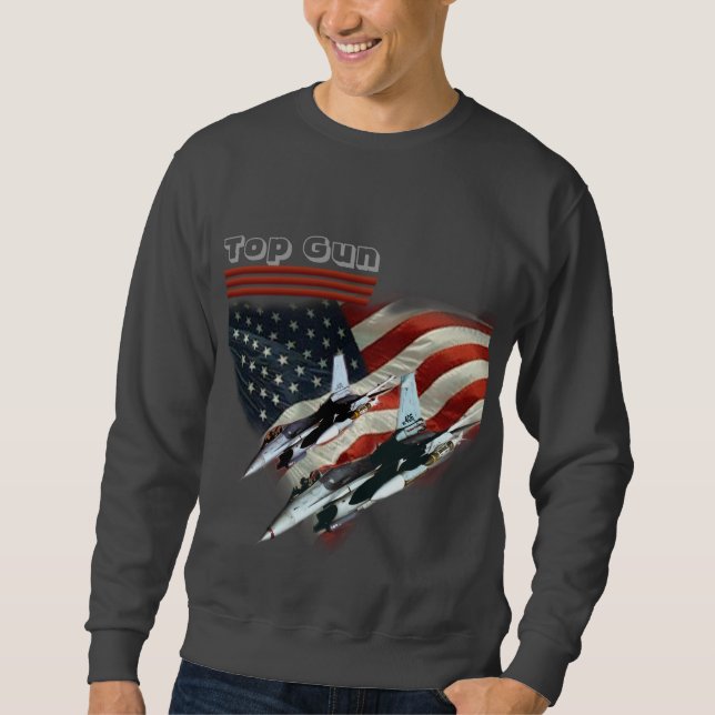 T - Shirt-Spitzengewehrflaggen- und -kämpferjets Sweatshirt (Vorderseite)