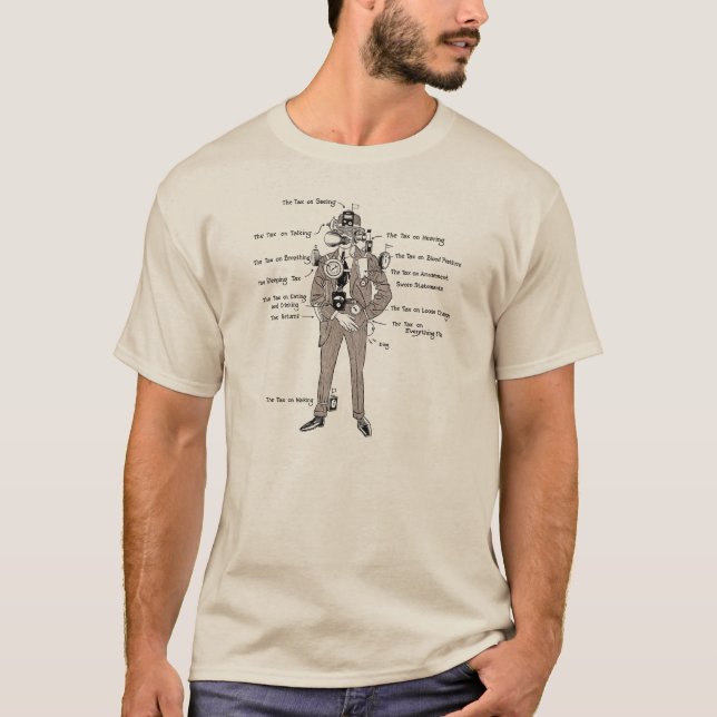 T - Shirt "Steuern auf alles" für Vintagen Steampu (Vorderseite)