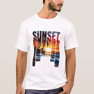 T-Shirt "SUNSET" – Tropischer Sonnenuntergang mit