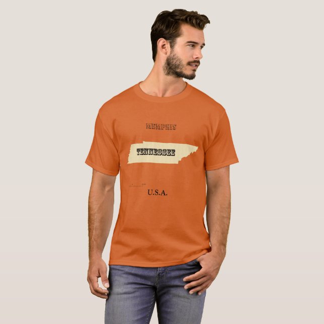 T - Shirt - Tennessee Karte mit Stadt (Vorne ganz)