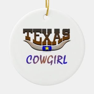 T-SHIRT Texas-Cowgirl Keramikornament
