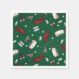 T-Shirt Time Green Golf Pattern Napkins Serviette