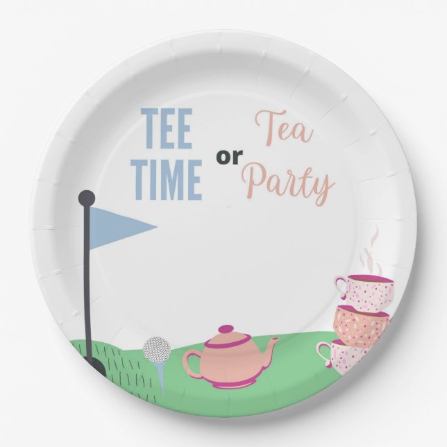 T-Shirt Time or Tea Party Gender Reveal Paper Tell Pappteller (Vorderseite)