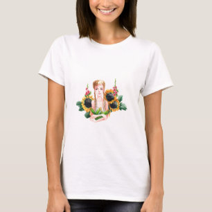 T - Shirt trendy maßgeschneidert. Mädchen mit Blum