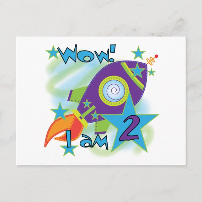 T - Shirt und Geschenke am 2. Geburtstag Postkarte (Vorderseite)