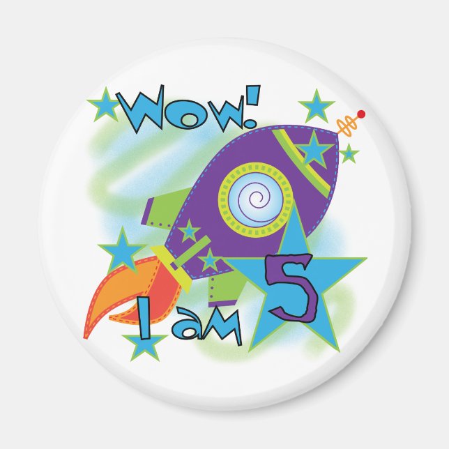 T - Shirt und Geschenke am 5. Geburtstag Magnet (Vorne)