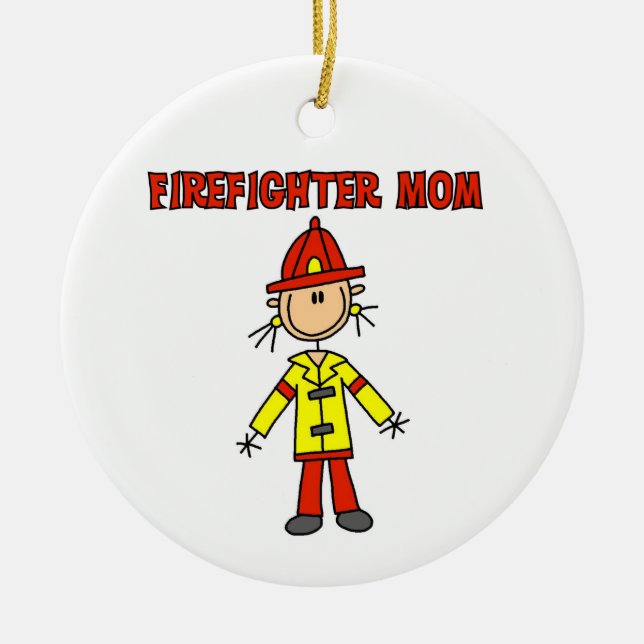 T - Shirt und Geschenke für Feuerwehrleute Mama Keramik Ornament (Vorne)