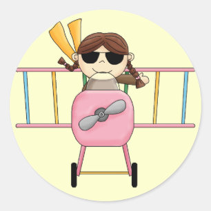 T - Shirt und Geschenke für Girl Pilot Runder Aufkleber