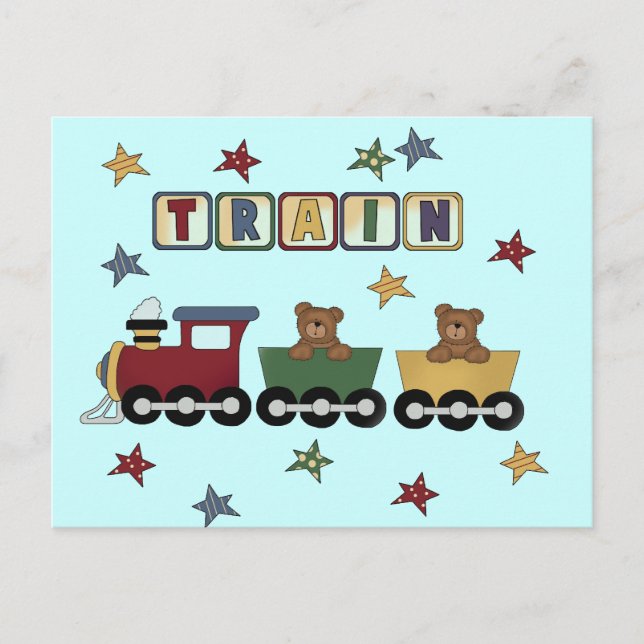 T - Shirt und Geschenke von Teddy Bear Train Postkarte (Vorderseite)