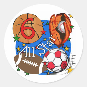 T - Shirt und Geschenke zum 6. Geburtstag Runder Aufkleber