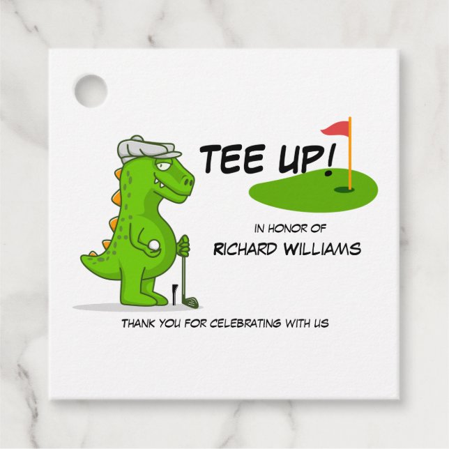 T-Shirt Up Remüde Golf Dinosaurier Player Comic Geschenkanhänger (Vorderseite)