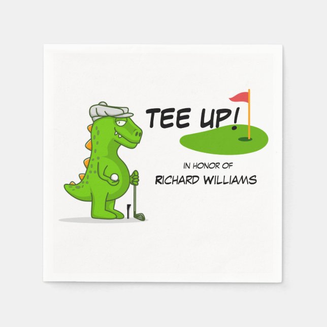 T-Shirt Up Remüde Golf Dinosaurier Player Comic Serviette (Vorderseite)