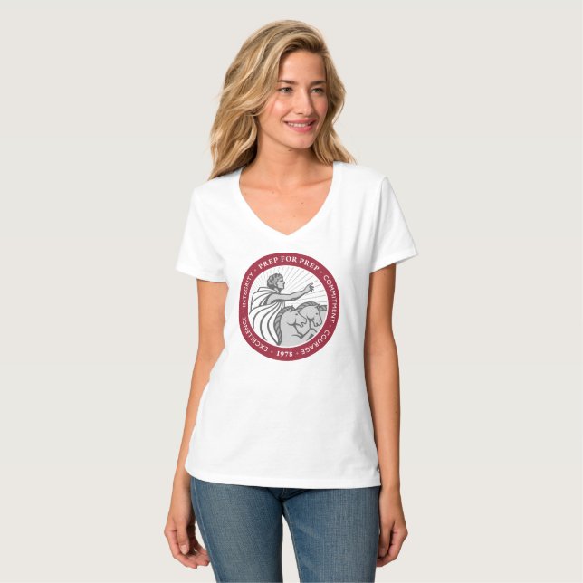 T-Shirt V-Hals das Logo der Frauen (Vorderseite Vollansicht)
