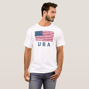 T - Shirt "Vintage US-Flagge" (Blauer Text)