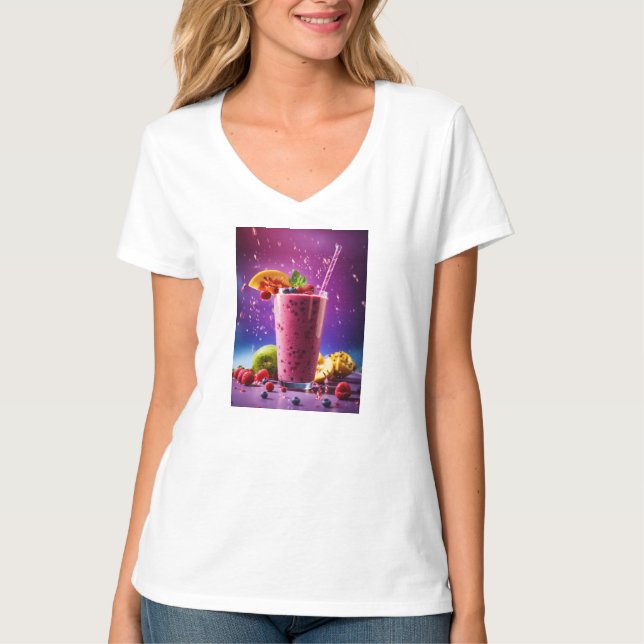 T - Shirt von Frauen mit lebendigem Smoothie-Desig (Vorderseite)