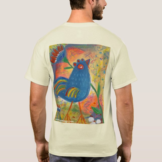 T - Shirt von Hühnern und Blume (Rückseite)