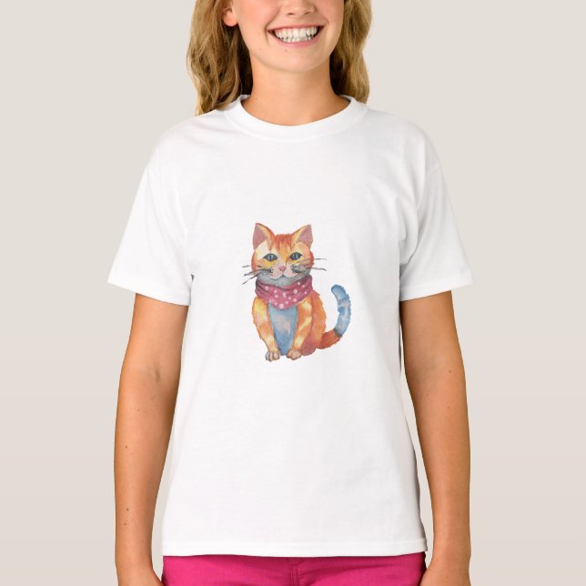 T - Shirt von Mädchen "Red Cat" (Vorderseite)
