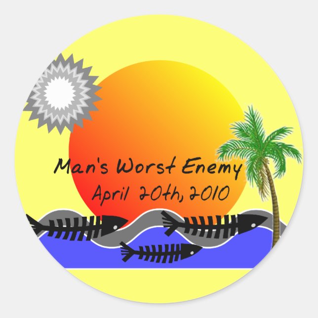 T - Shirt von ÖL-Desaster Runder Aufkleber (Vorderseite)