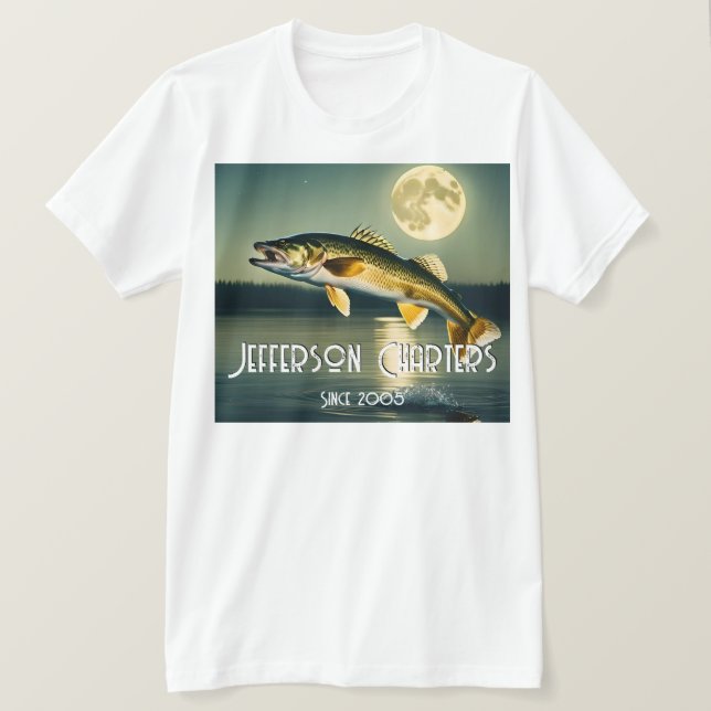 T - Shirt Walleye Pike, Water and Moon (Design vorne)