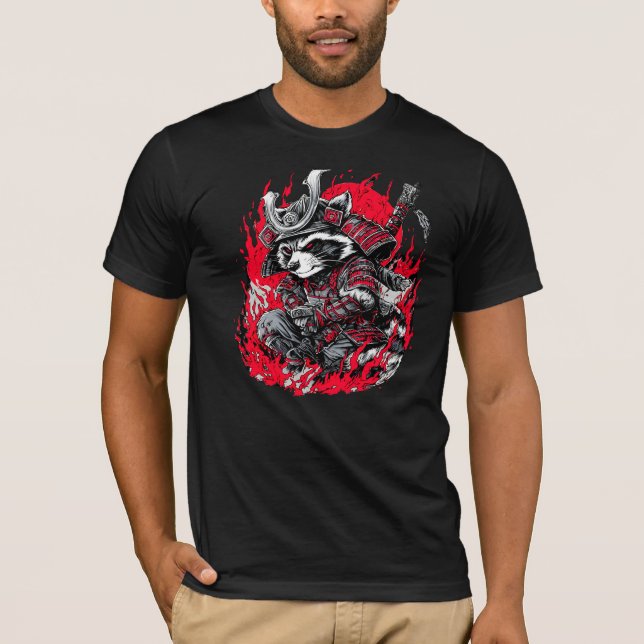 T-Shirt Waschbär Samurai Rebellion78  (Vorderseite)