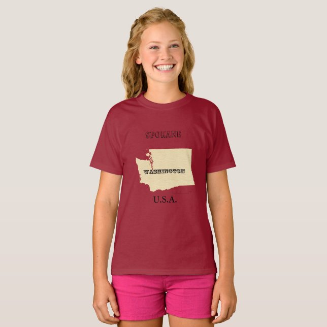 T - Shirt - Washington Map mit Stadtname (Vorne ganz)