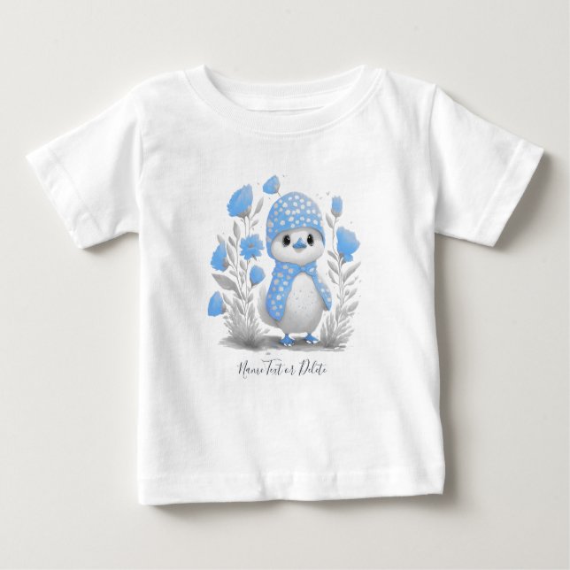 T - Shirt Watercolor Duck Blue Floral Baby (Vorderseite)