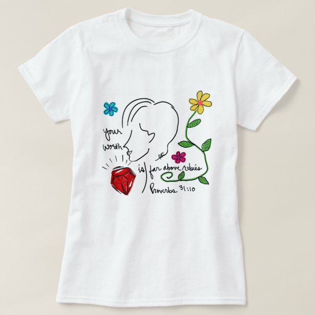 T-Shirt 'Weit mehr als Rubine' (Design vorne)