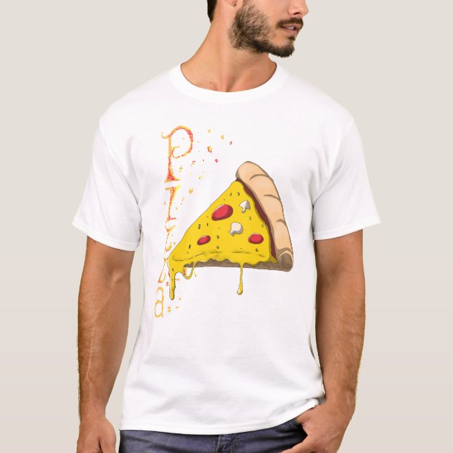 T-shirt with artistic print of Specter Pizza.  (Vorderseite)
