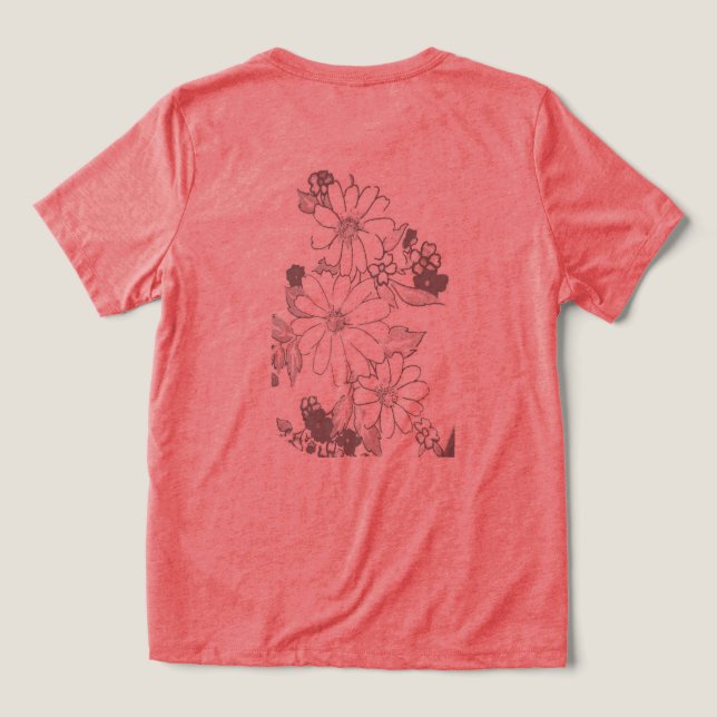 T SHIRT WOMENS BELLA TRI BLUME DESIGN (Design Rückseite)