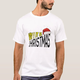 T-Shirt : Yay! Es ist Weihnachten (weiß)