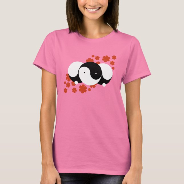 T-Shirt Yin-Yang Mädchen Blumen (Vorderseite)