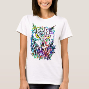 T - Shirt Zeichnend buntes Eule Abstrakte Kuns
