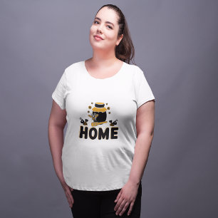 T-Shirt "ZUHAUSE" mit Cartoon-Biene und Honigglas