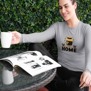 T-Shirt "ZUHAUSE" mit Cartoon-Biene und Honigglas